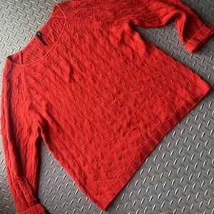 Red cable knit sweater holiday winter casual